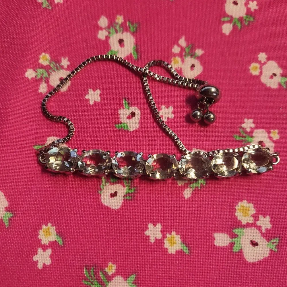 Sky Blue Topaz Stainless Steel Bolo Bracelet